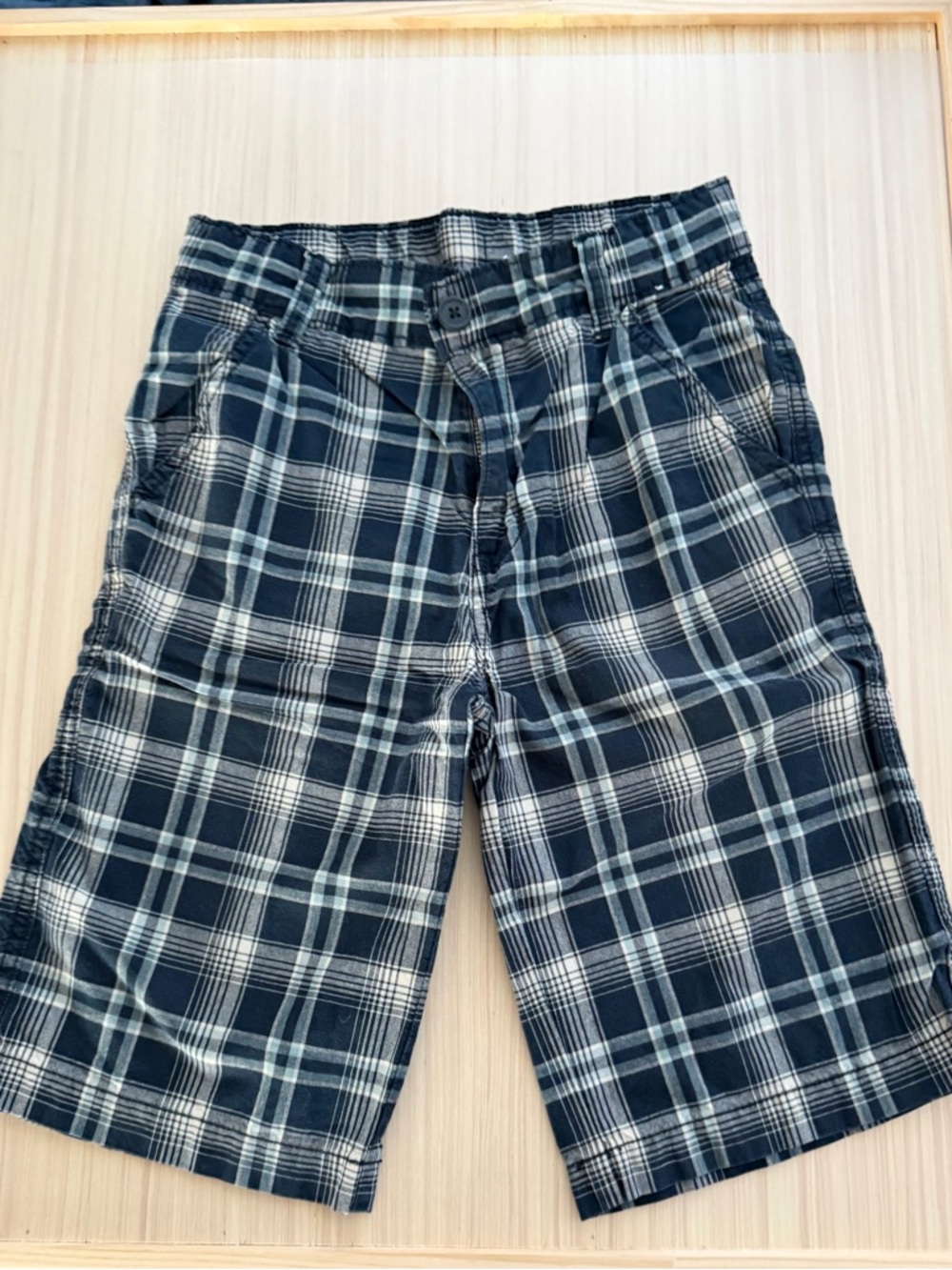 Boys Navy Plaid Casual Shorts
